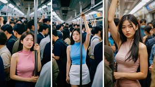 SUBWAY 02 🚇 지하철 영상: 02 🚇 日本の地下鉄 Japanese girls in metro rush subway #rushhour #tokyo #japan #train