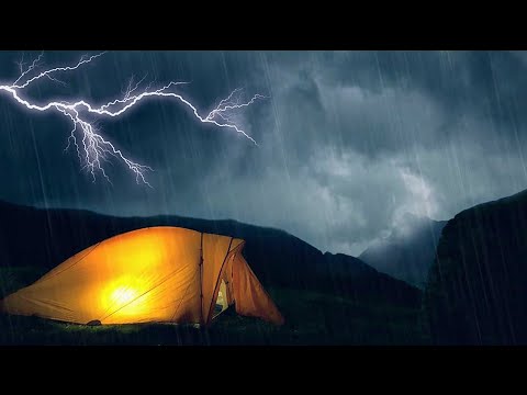 Ложись спать в палатке в грозовой шторм. Звуки дождя с грозой для сна