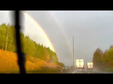 Double Rainbow on the road, E411 from Brussels to Luxembourg and back.