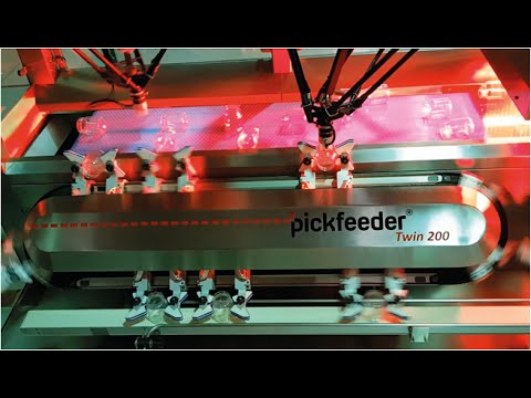 Robotic bottle unscrambler - Pickfeeder Twin 200