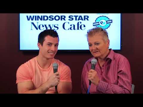 Gymnast Robert Stanescu with Mary Caton in News Cafe