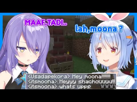 [ Hololive sub indo ] Pekora was surprised that Moona stopped by the Japanese server Minecraft !!
