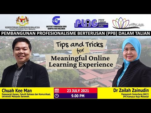 , title : 'DrZailahLIVE:Tips & Tricks for Meaningful Online Learning Experience'