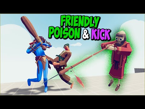 Friendly Poison & Kick! Healer Darter and taekwondo vs Every Faction - TABS MODS GAMEPLAY