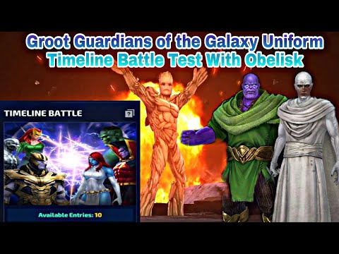 Groot Guardians of the Galaxy Uniform Timeline Battle Test With Obelisk - Marvel Future Fight