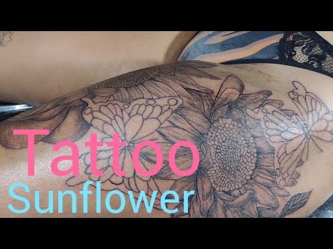 Tattoo sunflower butterfly Whip shading Leo Colin tattoo floral