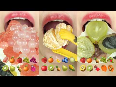 asmr MOST POPULAR FRUITS  EMOJI FOOD COLLECTION 과일 이모지 먹방 모음집 eating sounds