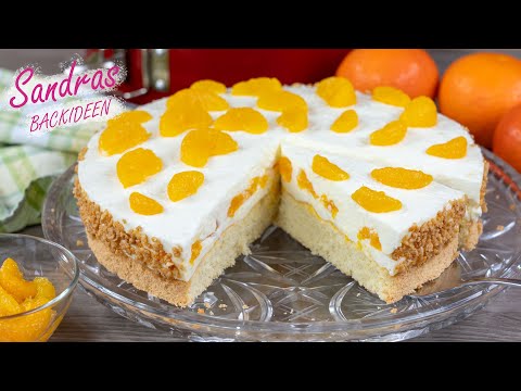 Mandarinen Quark Torte mit Biskuitboden in 10 min bereit für den Ofen / Rezept für 26 cm Springform