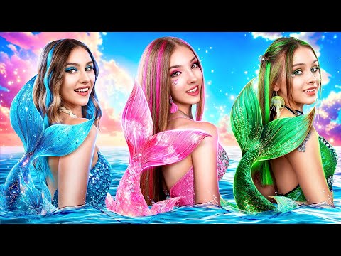 Mermaids in One Color Challenge! Pink vs Blue vs Green Mermaids