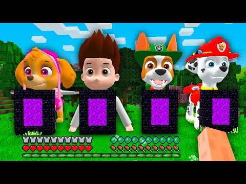 I Found PORTAL INSIDE PAW PATROL MARSHALL and RYDER and SKYE and TRACKER in Minecraft !