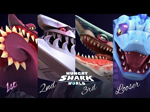 Robo,Buzz,Mr Snappy,Zombie Shark vs Colossal Squid ! - Hungry Shark World