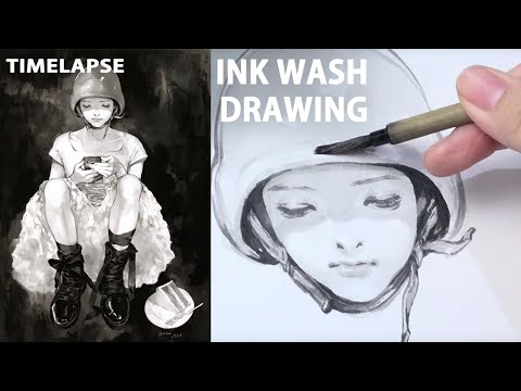 Ink-wash Drawing 🍰 Time-lapse 4K
