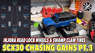 SCX30 Chasing Gains Pt. 3: Injora Beadlock wheels, Brass Wheel Rings, & Swamp Claw Tires