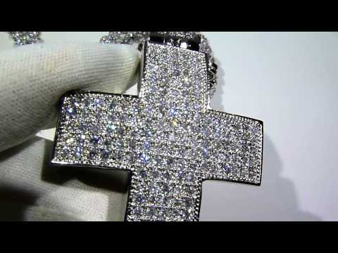 $275 SUPER High-Quality Lab Diamond PAVE Cross + Cluster Chain COMBO! - Lab Made Jewelry