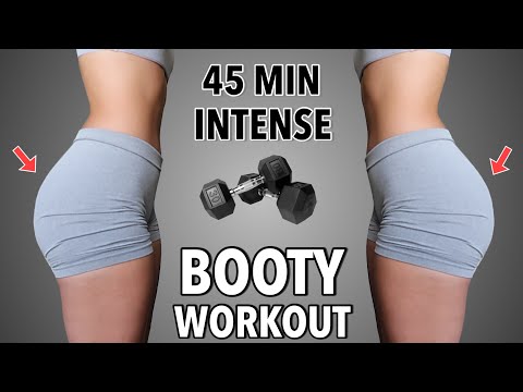 45 MIN INTENSE BOOTY WORKOUT at Home with Dumbbells and Resistance Bands - Grow Your Glutes at Home