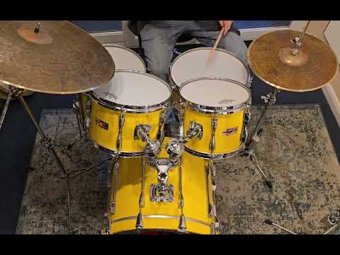 Yamaha 1982 Recording Custom in Mellow Yellow 20, 10, 12, 14 Standard Drum Co Solo Model 1ply Maple