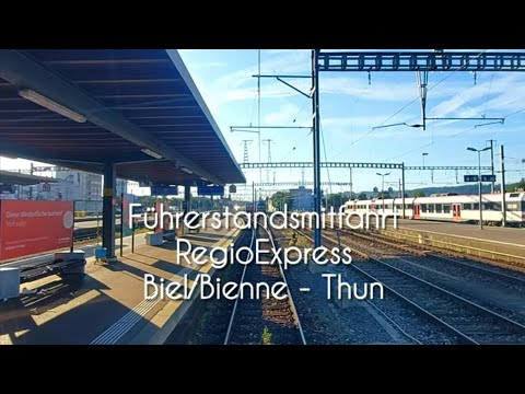 Cab ride on the RegioExpress from Biel/Bienne to Thun in a BLS RABe 528.