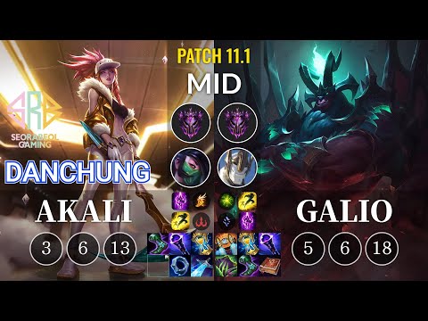 SRB Danchung Akali vs Galio Mid - KR Patch 11.1