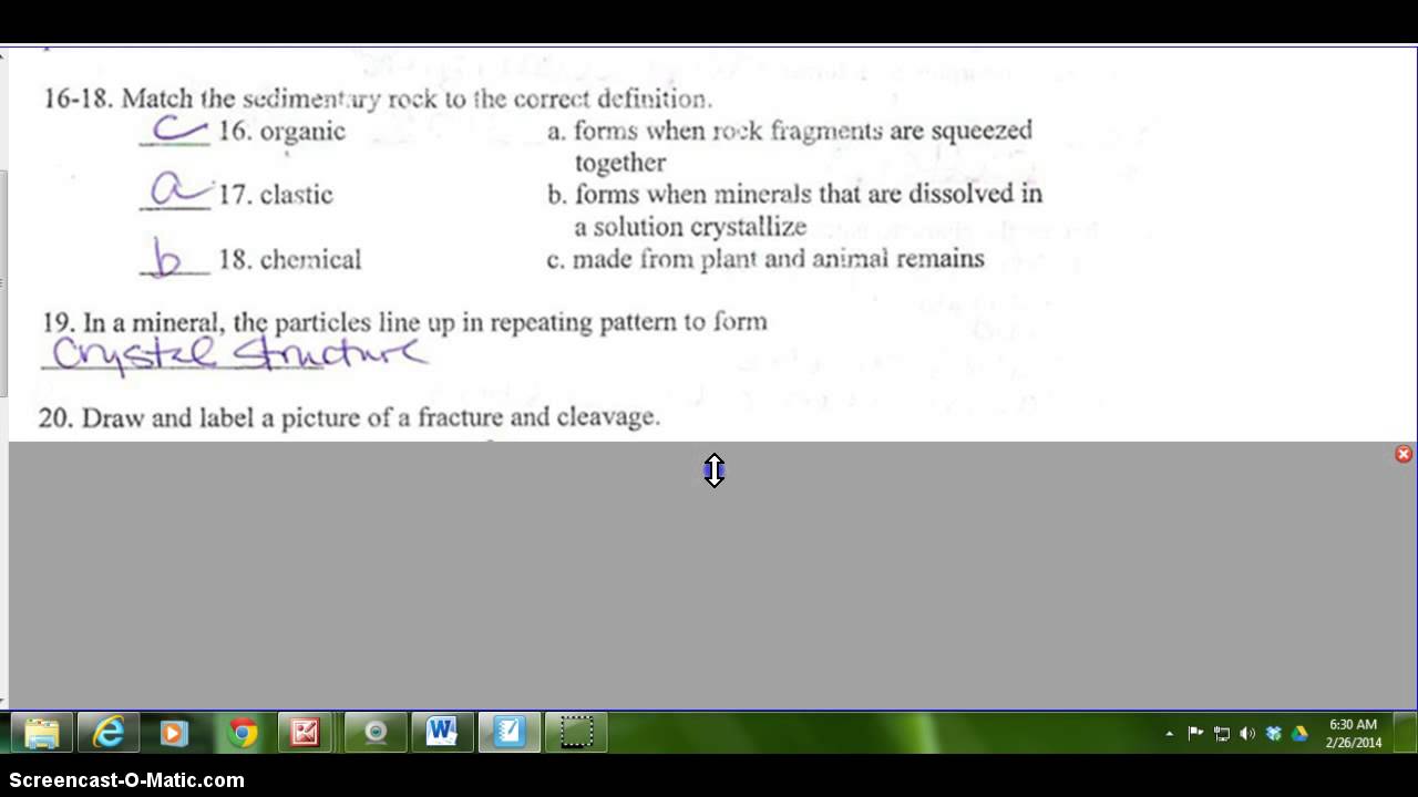 Rocks & Minerals Study Guide