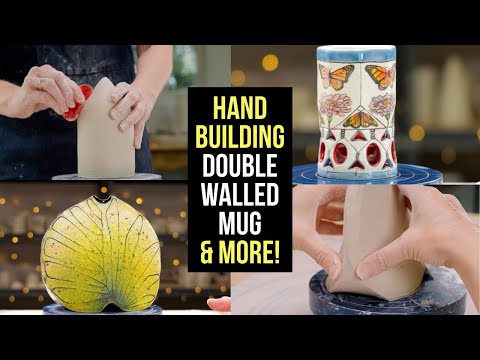 Hand Building a Leaf Vase and Double Walled Mug - FREE TEMPLATES!