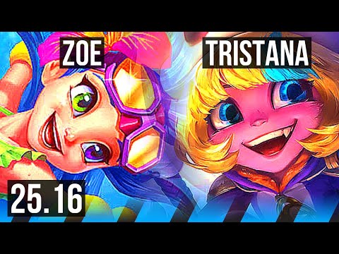 ZOE vs TRISTANA (MID) | 8/0/2, Legendary | KR Grandmaster | 25.16