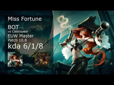 Miss Fortune vs Cassiopeia ADC - EUW Master 6/1/8 Patch 10.8 Gameplay