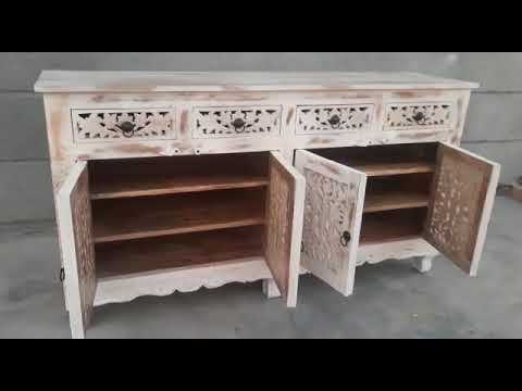 4 door teak wood wooden carving sideboard