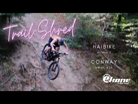 Trail-Shred mit ekone E-Bike-Shops: Haibike AllMtn 7 und Conway eWME 429 EMTBs.