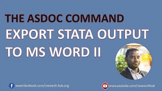 Download the video "Panel Data (19): Export STATA output in Word using ASDOC command"