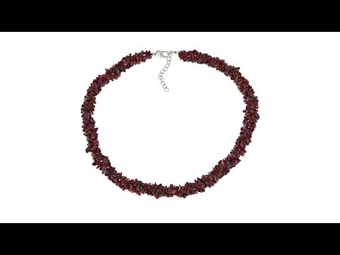 Paul Deasy Gem 18" Sterling Silver Garnet Chip Necklace