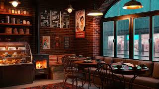 Soft Rain with Smooth Jazz in a Coffee Shop Ambience For Relaxation, Study, Work