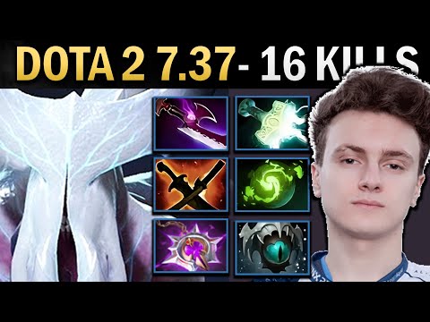 Faceless Void Gameplay Miracle with Mjolnir and 16 Kills - Dota 7.37