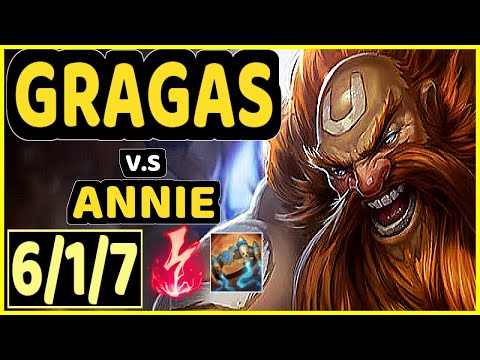 PANUNU (GRAGAS) vs ANNIE - 6/1/7 KDA MID GAMEPLAY - NA Ranked GRANDMASTER