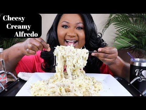 CREAMY FETTUCCINE ALFREDO MUKBANG , EATING SHOW