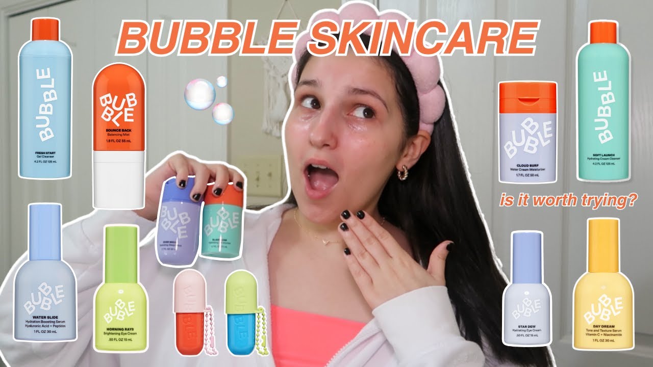 testing EVERY BUBBLE SKINCARE PRODUCT (NEW ITEMS) -star dew, tell all lip balm, slam dunk, day dream