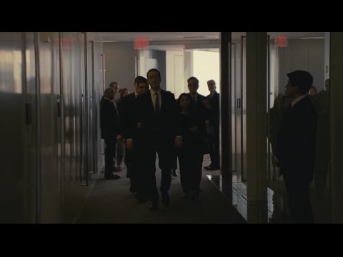 Tom walks in like Darth Vader after winning the game - Succession finale scene