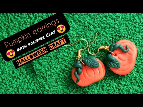 How to make pumpkin earrings from DIY polymer clay | Halloween craft | Little Artist Saish