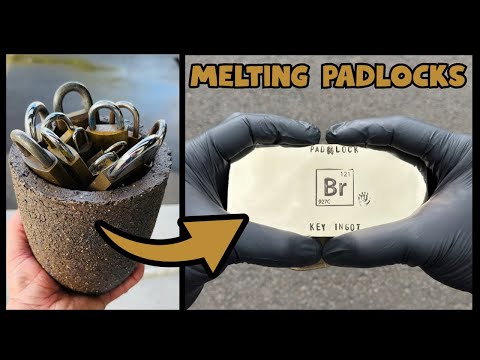 Melting Keys & Padlocks - Mirrored / Stamped Brass Bar  - ASMR Metal Melting -BigStackD Zinc