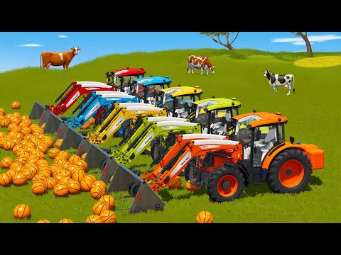 LOAD AND TRANSPORT BASKETBALLS WITH CLAAS & JOHN DERRE TRACTORS - Farming Simulator 25