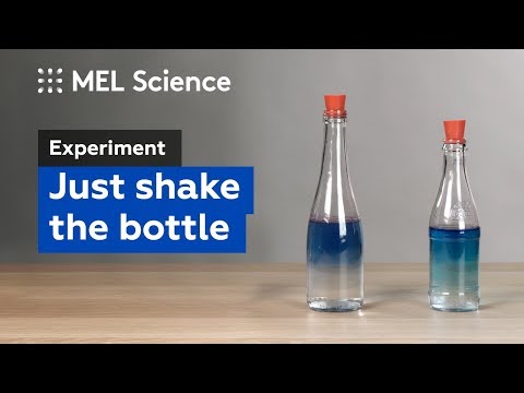 It's blue when shaken, but transparent when it stands ("Blue bottle" experiment)