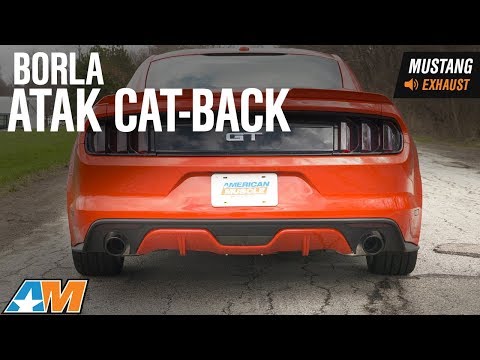 2015-2017 Mustang GT Fastback Borla ATAK Cat-Back w/ Black Chrome Tips Exhaust Sound Clip & Install
