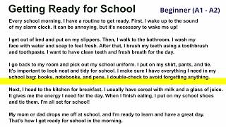 2. Getting Ready for School (Beginner A1-A2) - English Reading Practice
