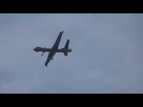 USAF MQ-9 Reaper Drone Flies Over the Valley