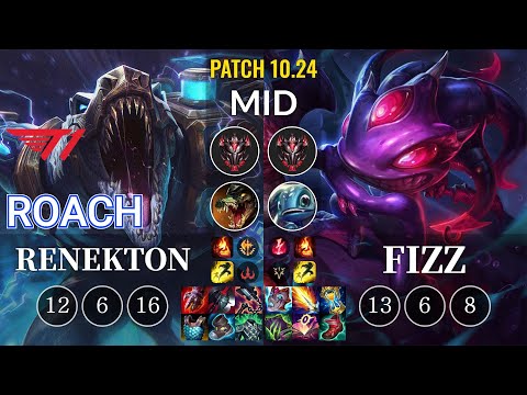 T1 Roach Renekton vs Fizz Mid - KR Patch 10.24