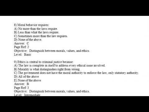 TEST BANK FOR Professional Ethics in Criminal Justice Being Ethical When No One is Lookin