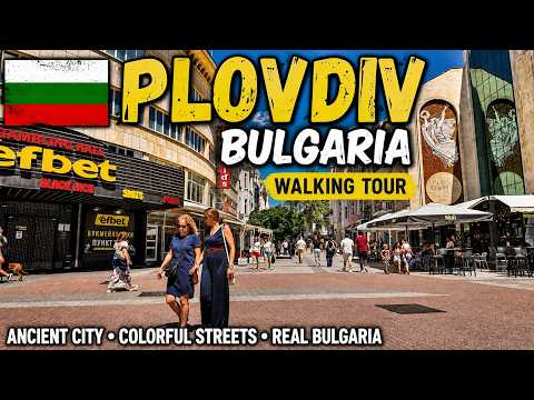 🇧🇬 Plovdiv Day Walk 4K | Historic Streets & Local Life in Bulgaria