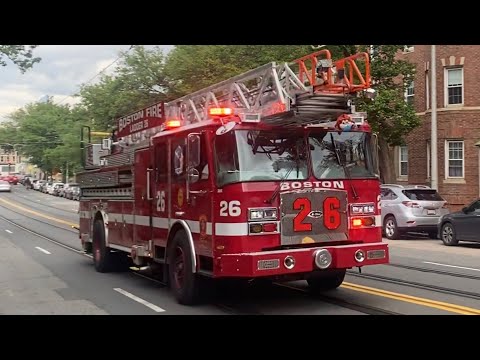 Boston Fire Department New Ladder 26 Responding