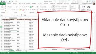 EXCEL - Fintička 6: Vloženie/odstránenie riadkov a stĺpcov