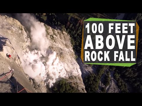 100 feet ABOVE huge rock fall on El Capitan