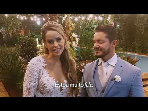 Rogeria e Marcelo contando a experiência com a fotografia do casamento